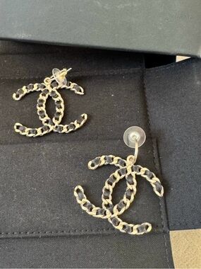 Chanel  XL Braided Ribbon CC Earrings